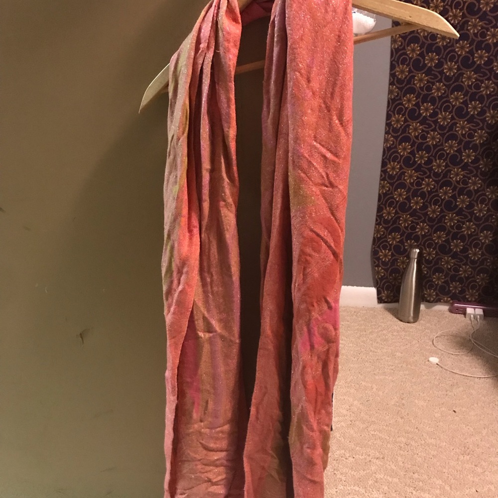 Green and pink pashmina scarf